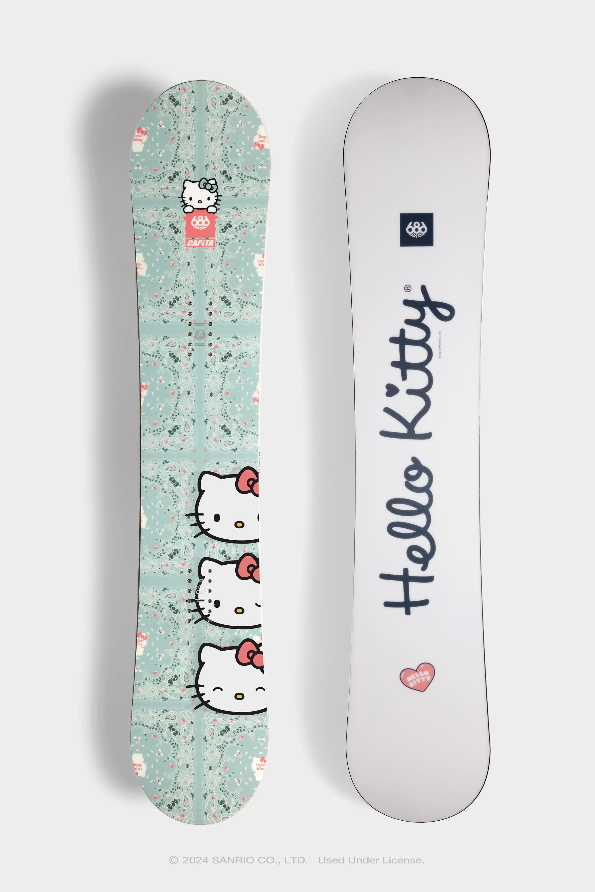 The 686 x Hello Kitty x CAPiTA Paradise Snowboard by 686 features playful Hello Kitty graphics and offers stable, supportive all-terrain freeride performance—perfect for easy riding in any snow conditions.