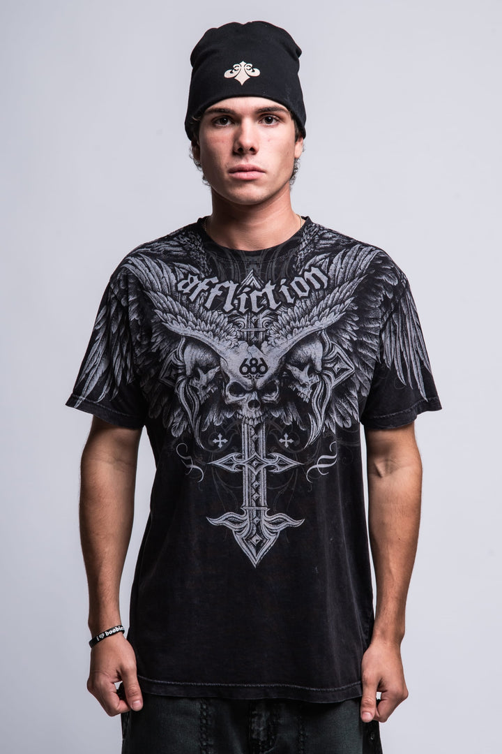 686 Affliction Death Eyes SS Tee — BLACK LAVA WASH
