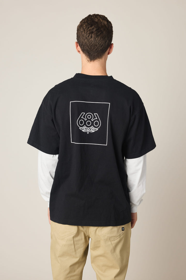 686 Wordmark Relaxed 2fer LS Tee — BLACK WHITE (vista 2)