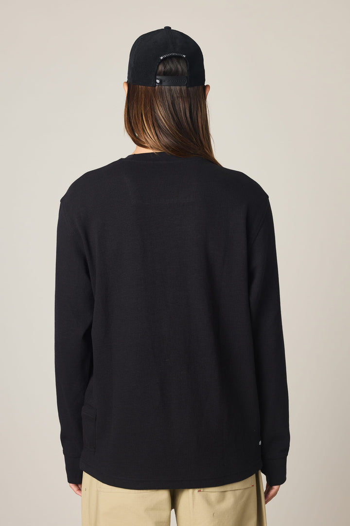 686 Men's Let's Chill Waffle LS Crew — BLACK (vista 2)