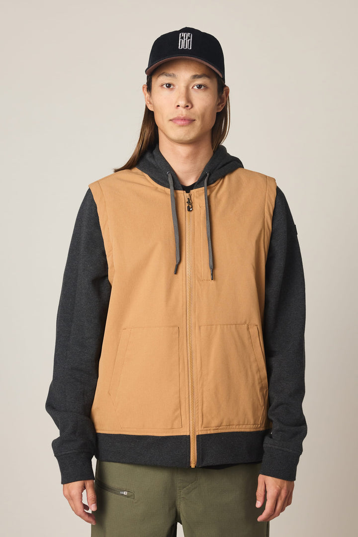 686 Men's Merge Quilted Hoody — HEATHER CHARCOAL/CARAMEL
