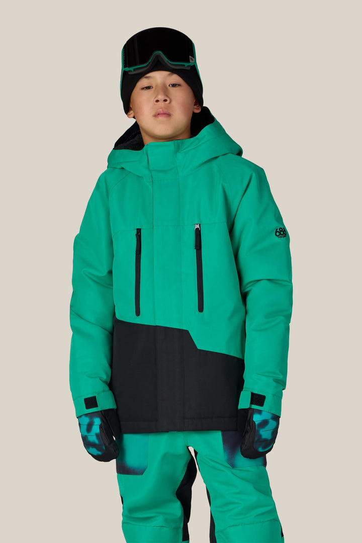 686 Boys' Geo™ Insulated Jacket — DEEP GREEN COLORBLOCK