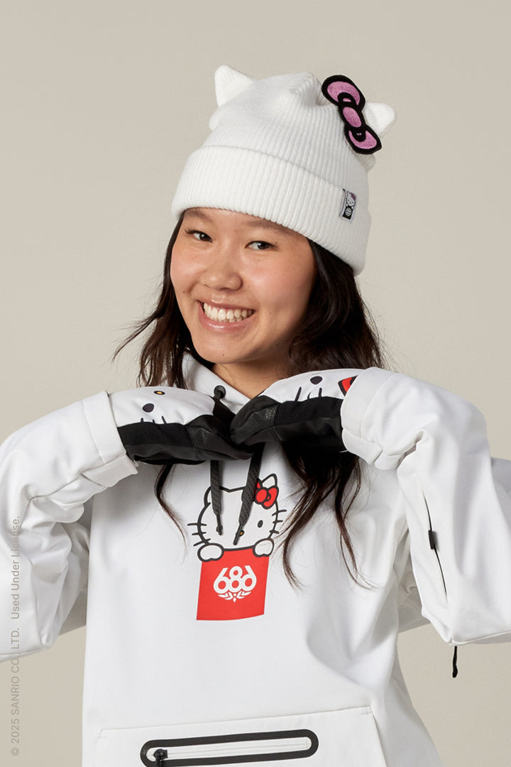 686 x Hello Kitty Women's Knit Beanie — HELLO KITTY WHITE (vista 2)
