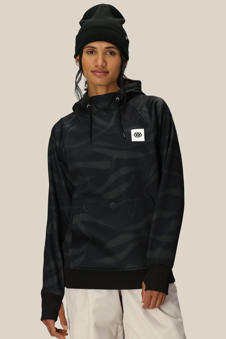 686 Women's Bonded Fleece Pullover Hoody — BLACK VAPORS