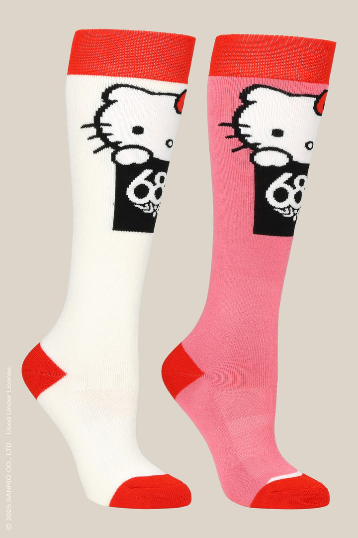 686 Women's Hello Kitty® Sock (2-Pack) — HELLO KITTY WHITE GERANIUM PINK