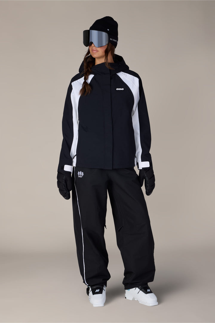 686 Women's Hologram™ Shell Jacket — BLACK WHITE COLORBLOCK (vista 2)