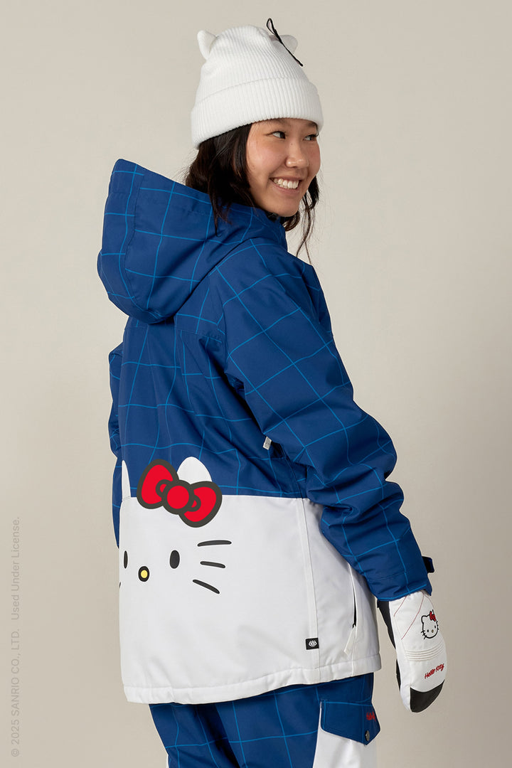 686 Women's Athena Insulated Jacket — HELLO KITTY BLUE GRID COLORBLOCK