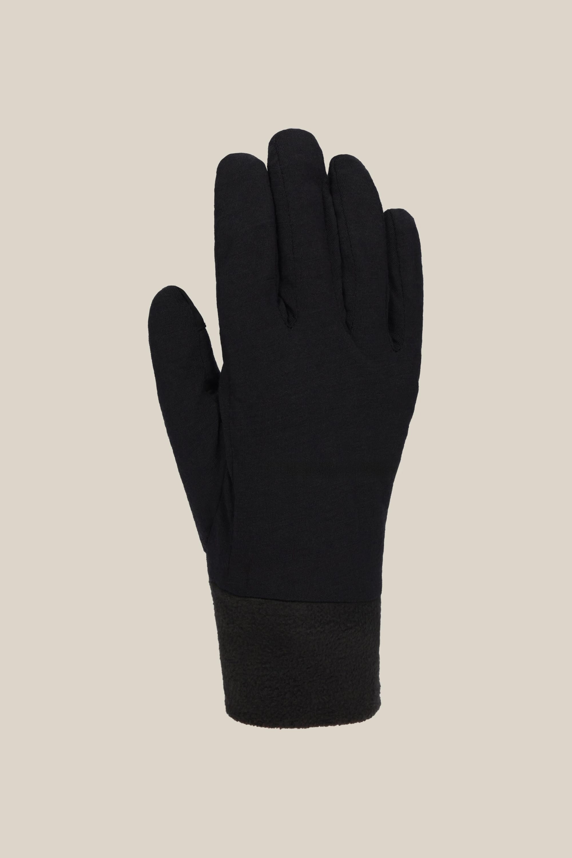 The 686 Womens GORE-TEX Smarty 3-In-1 Gauntlet Mitt by 686 is displayed upright, featuring black PU material and a textured cuff against a plain beige background.