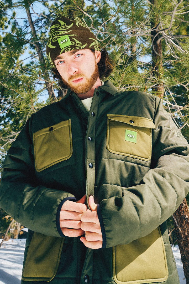 686 Men's HUF Puffer Insulated Jacket — HUF DARK GREEN COLORBLOCK