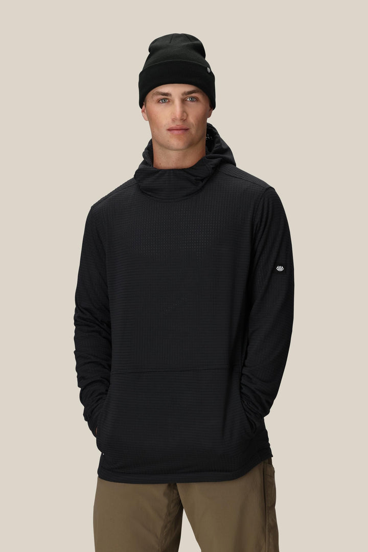 686 Men's Mission Grid Fleece Hoody — BLACK (vista 2)
