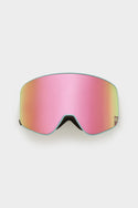 The 686 SMARTY Goggle Replacement Lens by 686 is a wide, curved, reflective pink lens with a black frame and easy-to-swap magnetic design, shown against a plain white background.