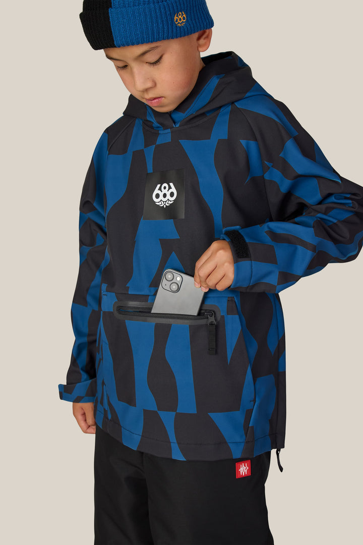 686 Youth Waterproof Hoody — BLUE ASH SHAPES (vista 2)