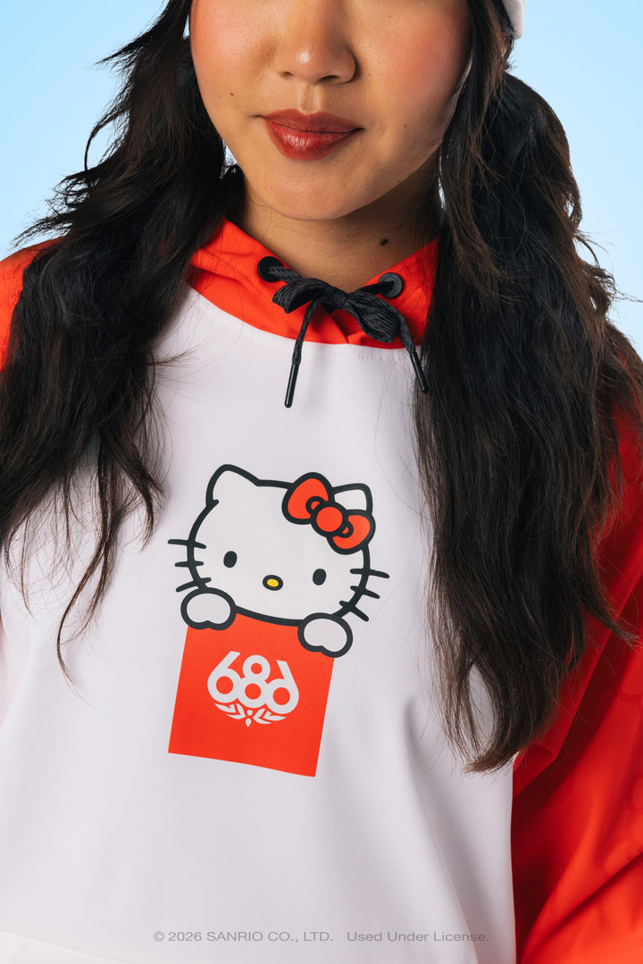 686 Women's Hello Kitty® Waterproof Hoody — HELLO KITTY® WHITE RED (vista 2)