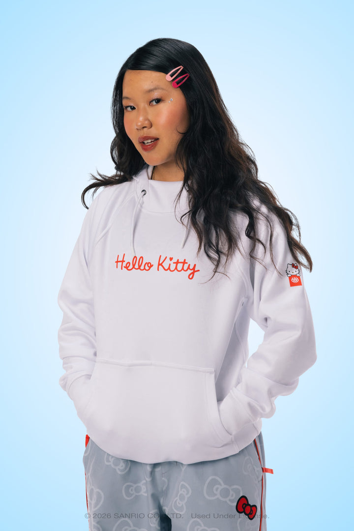 686 Women's Hello Kitty® Bonded Fleece Pullover Hoody — HELLO KITTY® WHITE RED