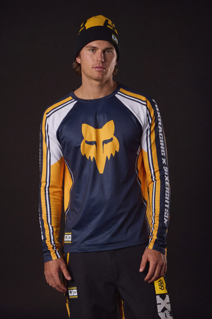 686 Men's Fox Racing Base Layer LS — FOX YELLOW COLORBLOCK